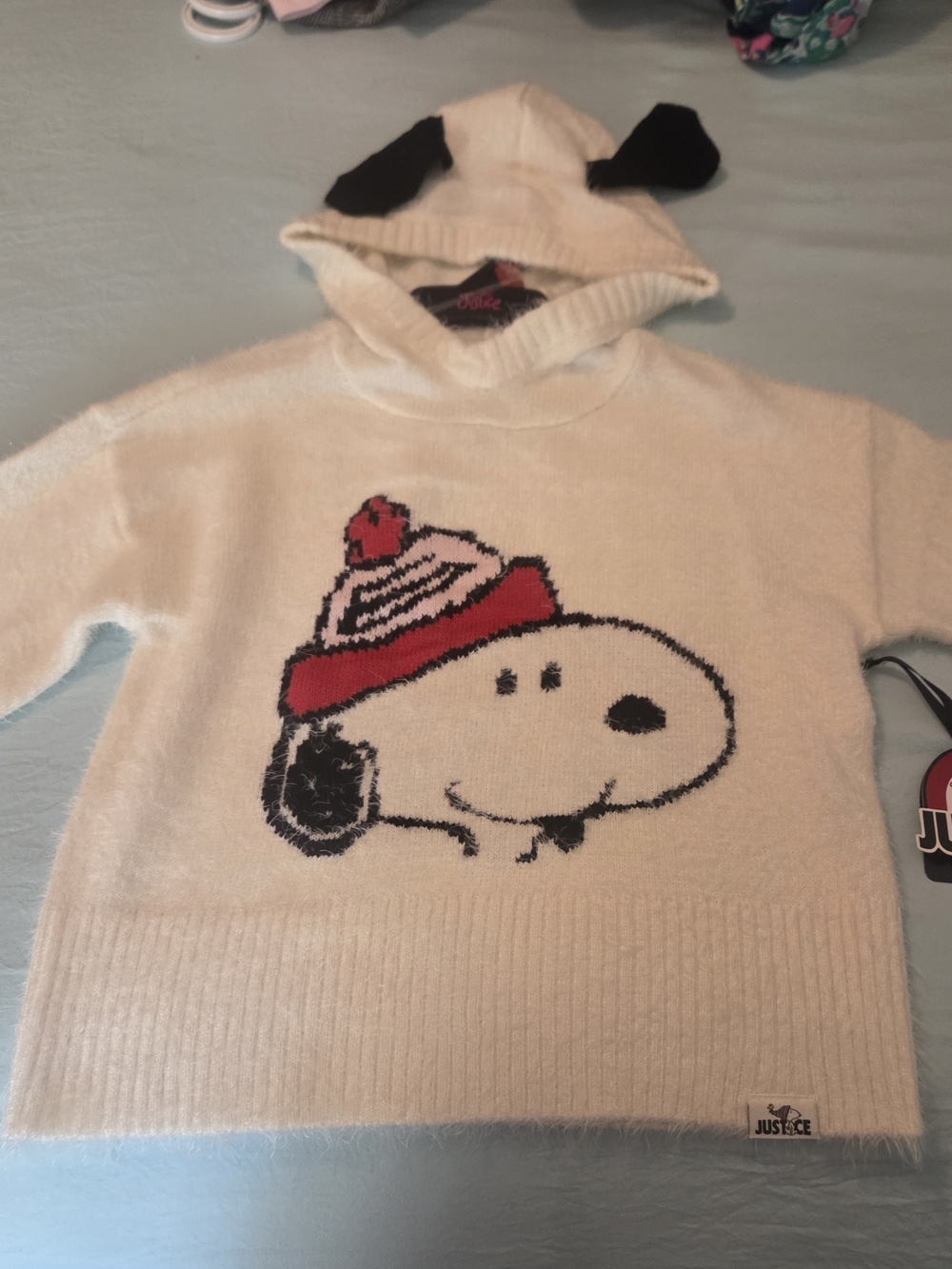 Justice Snoopy Ultra Soft Sweater With Hooded Ears